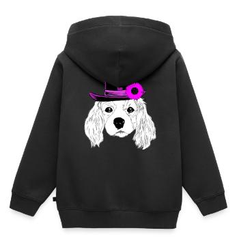 Fantasy Dog Head Gentleman Chapeau Mister Dog Kids - Sweat Premium à capuche enfant bio - noir - Dos - AI Model Kid Male (0cm)