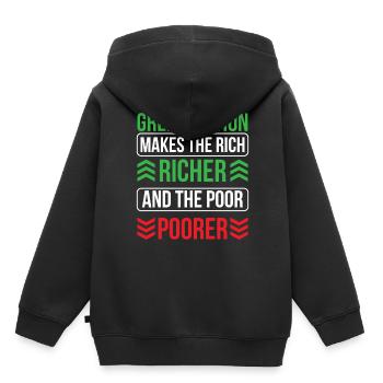 La greenflation rend les riches riches plus riches et les pauvres plus pauvres - Sweat Premium à capuche enfant bio - noir - Dos - AI Model Kid Male (0cm)