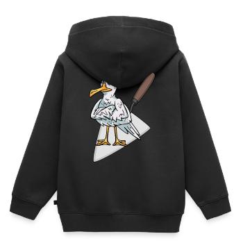 Baustelle Handwerker Möwe Maurer Maurerkelle Bauen - Kinder Premium Organic Hoodie - Schwarz - Hinten - AI Model Kid Male (0cm)