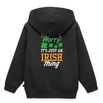 Don't worry this is just an Irish quirk Irishman - Kids Premium Organic Hoodie - black - Back - AI Model Kid Male (0cm)