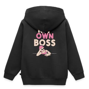 Mon propre patron Freelance freelance - Sweat Premium à capuche enfant bio - noir - Dos - AI Model Kid Male (0cm)