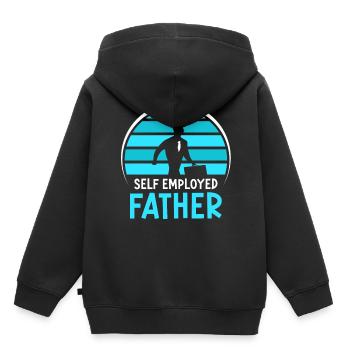 Père indépendant Pigiste Indépendant - Sweat Premium à capuche enfant bio - noir - Dos - AI Model Kid Male (0cm)