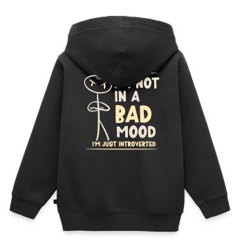 Je ne suis pas de mauvaise humeur, je suis seulement introverti - Sweat Premium à capuche enfant bio - noir - Dos - AI Model Kid Male (0cm)