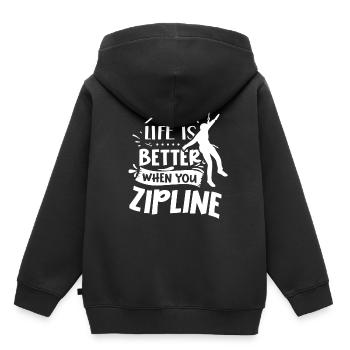 Das Leben Ist Besser Wenn Man Zipline Fährt Sport - Kinder Premium Organic Hoodie - Schwarz - Hinten - AI Model Kid Male (0cm)
