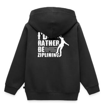 Je préfère être en tyrolienne Seilrutsche Sport Zipline - Sweat Premium à capuche enfant bio - noir - Dos - AI Model Kid Male (0cm)