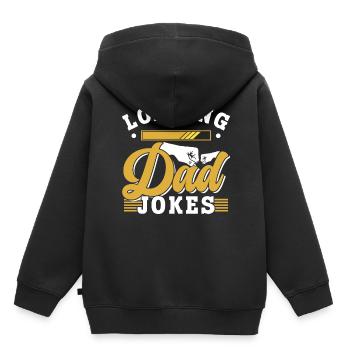 Papa Blague Papa Blagues Père - Sweat Premium à capuche enfant bio - noir - Dos - AI Model Kid Male (0cm)