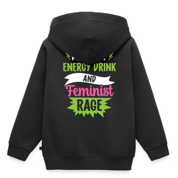 Angeheizt Durch Energydrinks Und Feministische Wut - Kinder Premium Organic Hoodie - Schwarz - Hinten - AI Model Kid Male (0cm)