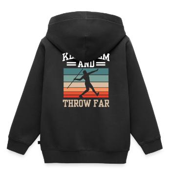 Restez calme et lancez des lancers de javelot lointains - Sweat Premium à capuche enfant bio - noir - Dos - AI Model Kid Male (0cm)