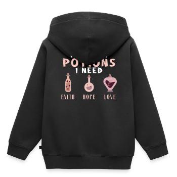 Glaube Hoffnung Liebe Tugend Elixier Witch Trank W - Kinder Premium Organic Hoodie - Schwarz - Hinten - AI Model Kid Male (0cm)
