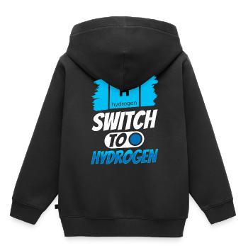 Passage à l’hydrogène, élément énergétique hydrogène - Sweat Premium à capuche enfant bio - noir - Dos - AI Model Kid Male (0cm)