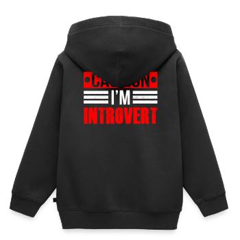 Attention Je suis un introverti timide - Sweat Premium à capuche enfant bio - noir - Dos - AI Model Kid Male (0cm)