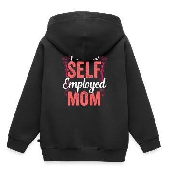 Fière Mère travailleuse indépendante Travailleuse autonome - Sweat Premium à capuche enfant bio - noir - Dos - AI Model Kid Male (0cm)