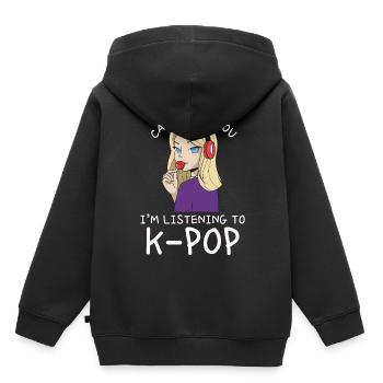 Ich kann dich nicht hören, ich höre Kpop lustige k - Kinder Premium Organic Hoodie - Schwarz - Hinten - AI Model Kid Male (0cm)