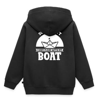Malheureusement, je ne peux pas avoir de plans avec mon bateau - Sweat Premium à capuche enfant bio - noir - Dos - AI Model Kid Male (0cm)