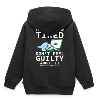 Es ist in Ordnung, müde zu sein, nicht schuldig zu - Kinder Premium Organic Hoodie - Schwarz - Hinten - AI Model Kid Male (0cm)