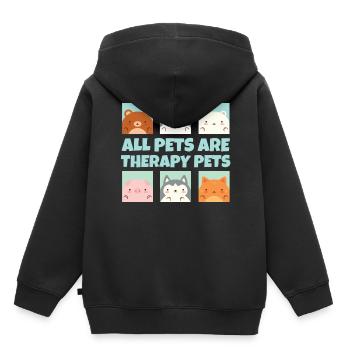 Alle Haustiere sind Therapie Haustiere Tiertherapi - Kinder Premium Organic Hoodie - Schwarz - Hinten - AI Model Kid Male (0cm)