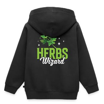 Herbes Magicien Jardin d’herbes Herboristerie Herbe herbacée - Sweat Premium à capuche enfant bio - noir - Dos - AI Model Kid Male (0cm)