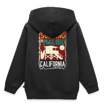 Surfen in Malibu California LifeGuard Station Surf - Kinder Premium Organic Hoodie - Schwarz - Hinten - AI Model Kid Male (0cm)