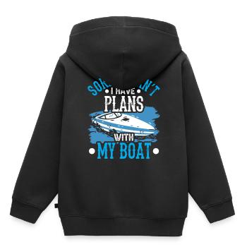 Malheureusement, je ne peux pas avoir de plans avec mon bateau - Sweat Premium à capuche enfant bio - noir - Dos - AI Model Kid Male (0cm)