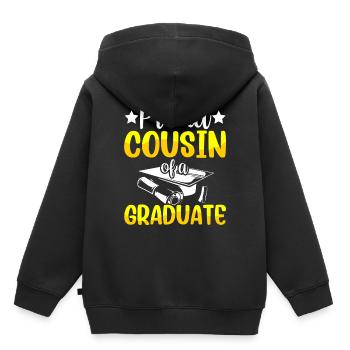 Fier cousin d’un diplômé diplômé - Sweat Premium à capuche enfant bio - noir - Dos - AI Model Kid Male (0cm)