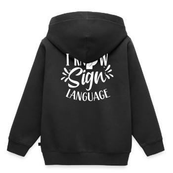 Ich Kann Gebärdensprache Gebärden Awareness Gestik - Kinder Premium Organic Hoodie - Schwarz - Hinten - AI Model Kid Male (0cm)