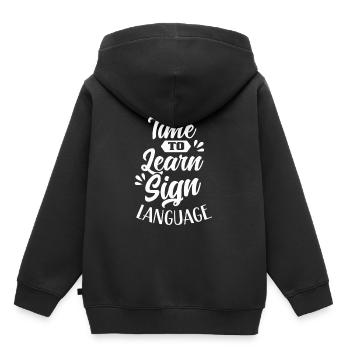 Es Ist Zeit Gebärdensprache Zu Lernen Gebärden - Kinder Premium Organic Hoodie - Schwarz - Hinten - AI Model Kid Male (0cm)