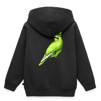 Oiseau vert avec chapeau vert pour la Saint-Patrick - Sweat Premium à capuche enfant bio - noir - Dos - AI Model Kid Male (0cm)