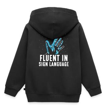 Fließend In Gebärdensprache Gebärden Awareness - Kinder Premium Organic Hoodie - Schwarz - Hinten - AI Model Kid Male (0cm)
