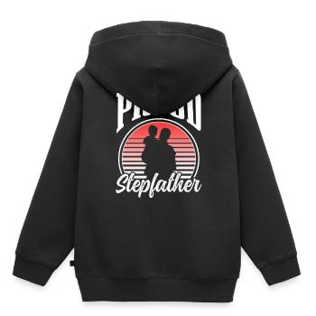 Fier beau-père Fête des pères beau-père Beau-père - Sweat Premium à capuche enfant bio - noir - Dos - AI Model Kid Male (0cm)