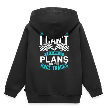 Malheureusement, je ne peux pas, j’ai des projets sur les pistes de course - Sweat Premium à capuche enfant bio - noir - Dos - AI Model Kid Male (0cm)