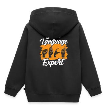 Gebärdensprache Experte Gestik Gebärden Awareness - Kinder Premium Organic Hoodie - Schwarz - Hinten - AI Model Kid Male (0cm)