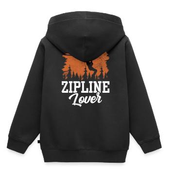 Zipline-Liebhaber Zipline Seilrutsche Ziplining - Kinder Premium Organic Hoodie - Schwarz - Hinten - AI Model Kid Male (0cm)