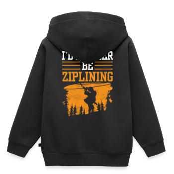 I'd Rather Be Ziplining Zipline Seilrutsche Sport - Kinder Premium Organic Hoodie - Schwarz - Hinten - AI Model Kid Male (0cm)