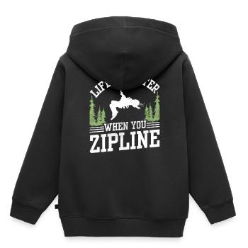 La vie est meilleure quand vous faites du sport en tyrolienne - Sweat Premium à capuche enfant bio - noir - Dos - AI Model Kid Male (0cm)