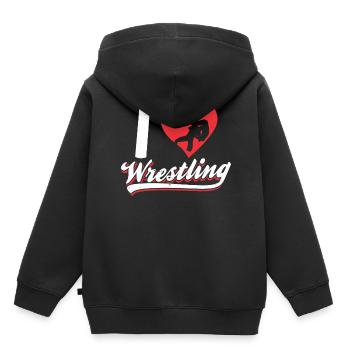 I Love Wrestling Wrestling Wrestling Wrestling - Kids Premium Organic Hoodie - black - Back - AI Model Kid Male (0cm)