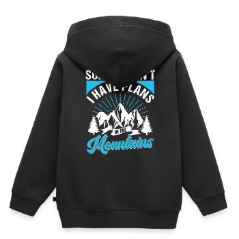 Je ne peux malheureusement pas avoir de projets en montagne - Sweat Premium à capuche enfant bio - noir - Dos - AI Model Kid Male (0cm)