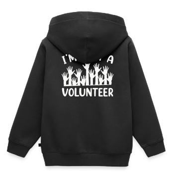 Je ne suis qu’un bénévole - Sweat Premium à capuche enfant bio - noir - Dos - AI Model Kid Male (0cm)