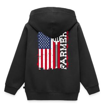 Amerikanische Flagge patriotische Landwirtlandwirt - Kinder Premium Organic Hoodie - Schwarz - Hinten - AI Model Kid Male (0cm)