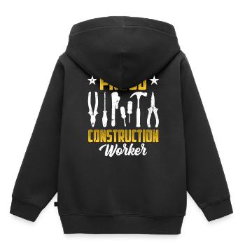 Fier travailleur de la construction Équipe Travail d’équipe Construction de chantier - Sweat Premium à capuche enfant bio - noir - Dos - AI Model Kid Male (0cm)