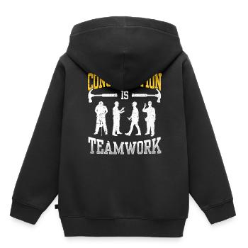 Construction work is teamwork Teamwork Construction Construction site - Kids Premium Organic Hoodie - black - Back - AI Model Kid Male (0cm)
