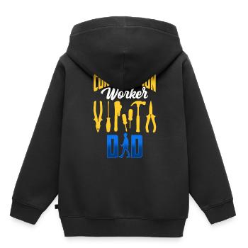 Travailleur de la construction Père Équipe de construction Chantier de construction Travail d’équipe - Sweat Premium à capuche enfant bio - noir - Dos - AI Model Kid Male (0cm)