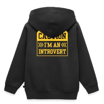 Vorsicht Ich Bin Ein Introvertierter Schüchtern - Kinder Premium Organic Hoodie - Schwarz - Hinten - AI Model Kid Male (0cm)
