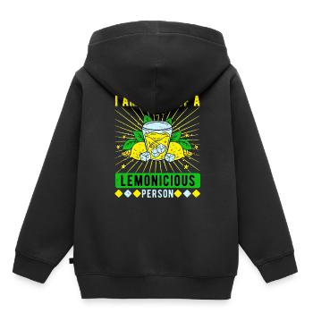 Lemonade seller Lemonicious Person - Kids Premium Organic Hoodie - black - Back - AI Model Kid Male (0cm)