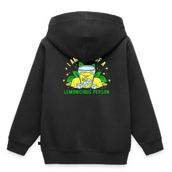 Lemonade seller Lemonicious Person - Kids Premium Organic Hoodie - black - Back - AI Model Kid Male (0cm)