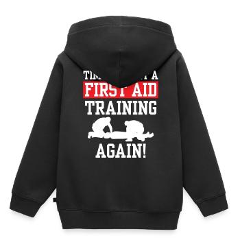 Time to attend a first aid course again - Kids Premium Organic Hoodie - black - Back - AI Model Kid Male (0cm)
