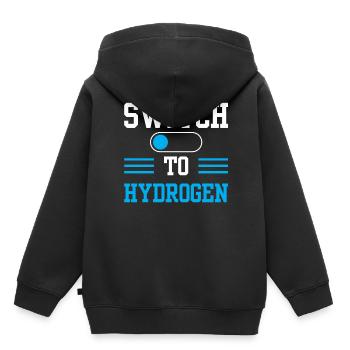 Passage à l’hydrogène Hydrogène Énergie - Sweat Premium à capuche enfant bio - noir - Dos - AI Model Kid Male (0cm)