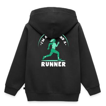 Ich Bin Eine Mutter Und Eine Läuferin Joggen - Kinder Premium Organic Hoodie - Schwarz - Hinten - AI Model Kid Male (0cm)