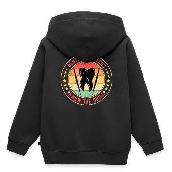 Technicien dentaire Prosthodontiste dentaire Technicien de laboratoire dentaire - Sweat Premium à capuche enfant bio - noir - Dos - AI Model Kid Male (0cm)