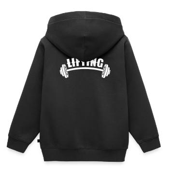 Heben Gewichtheben Gewichtheber Gym Workout - Kinder Premium Organic Hoodie - Schwarz - Hinten - AI Model Kid Male (0cm)