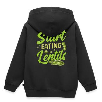 Commencez à manger des lentilles Soupe de lentilles - Sweat Premium à capuche enfant bio - noir - Dos - AI Model Kid Male (0cm)